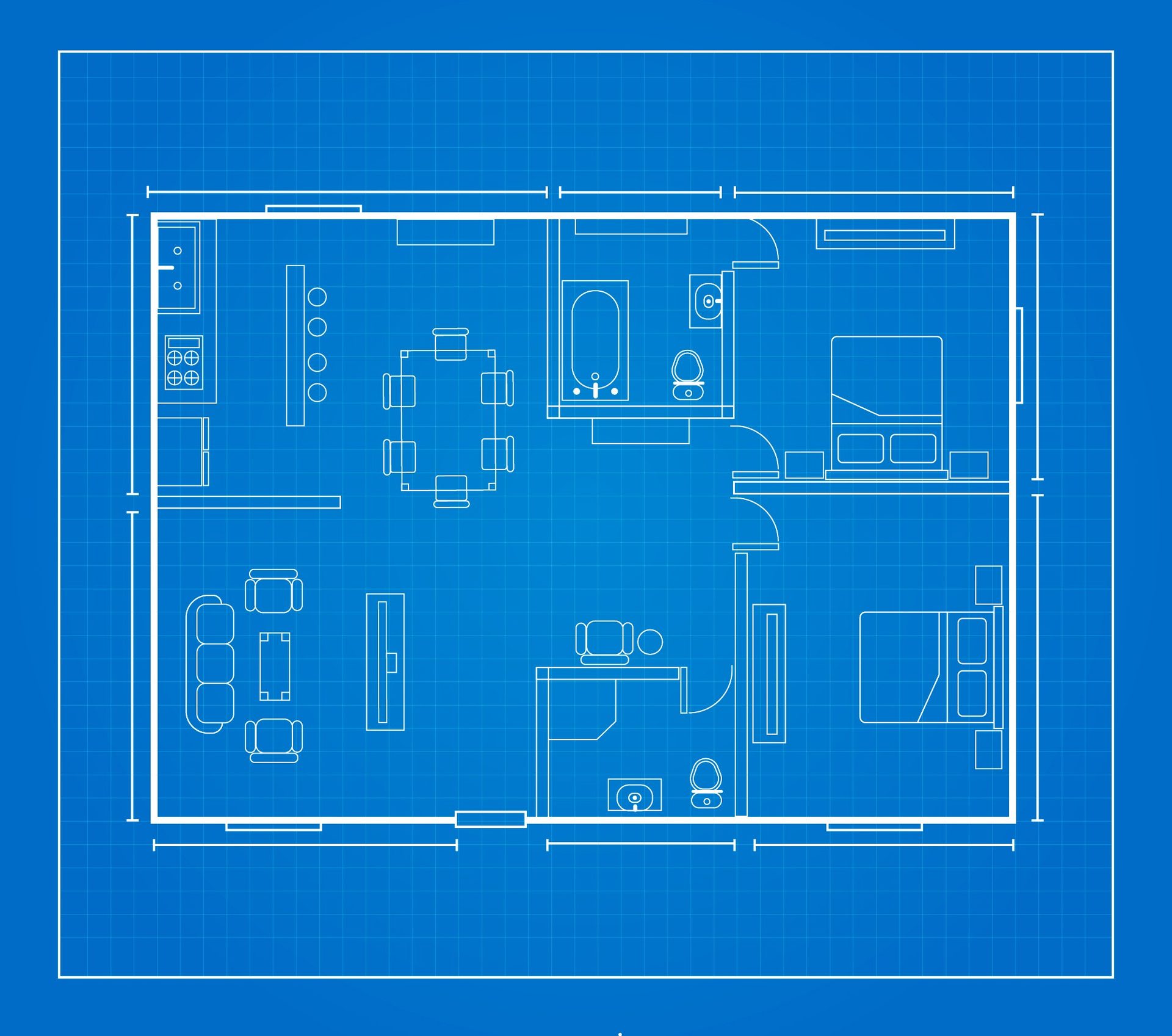 Plan d'architecte annoté, esquisse d'une villa